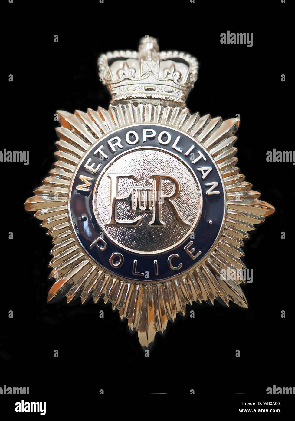 Metropolitan Police Helm Abzeichen Stockfoto