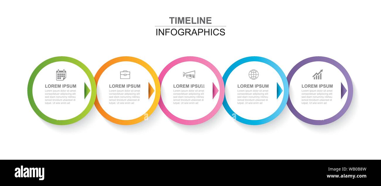 5 Kreis Infografik mit abstrakten timeline Vorlage. Präsentation Business moderne Hintergrund. Stock Vektor