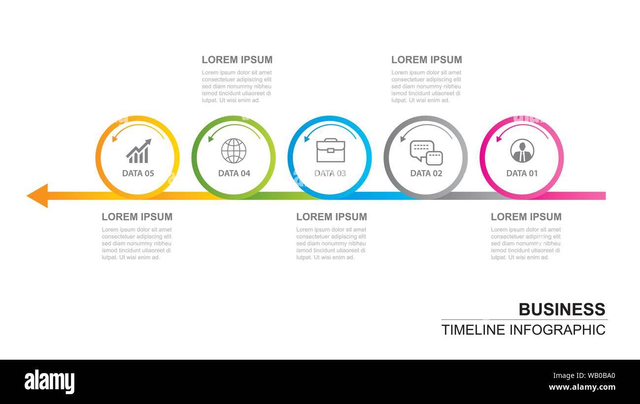 5 Kreis Infografik mit abstrakten timeline Vorlage. Präsentation Business moderne Hintergrund. Stock Vektor