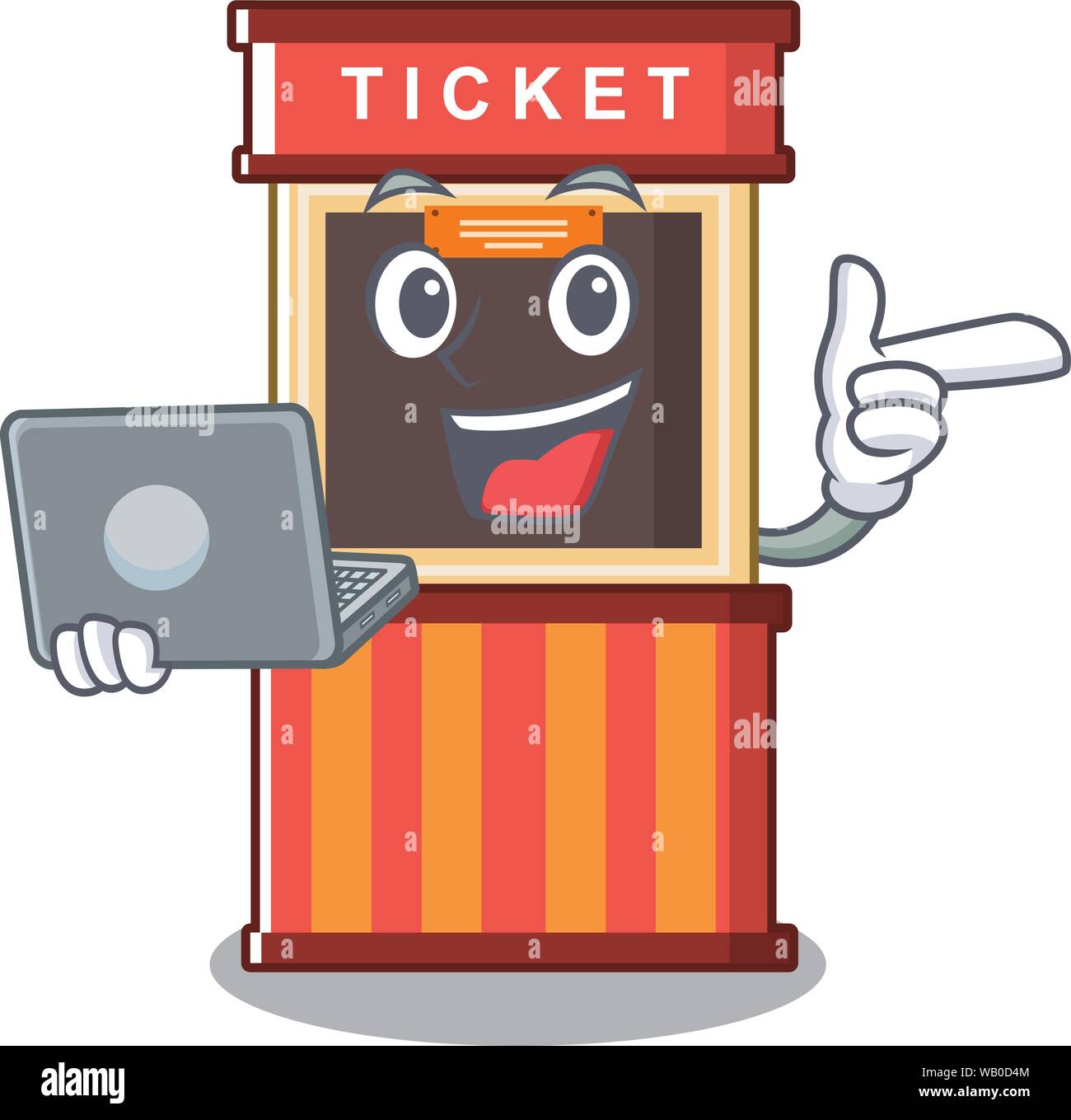 Mit laptop Karte stand Edge von Mascot Tabelle Stock Vektor