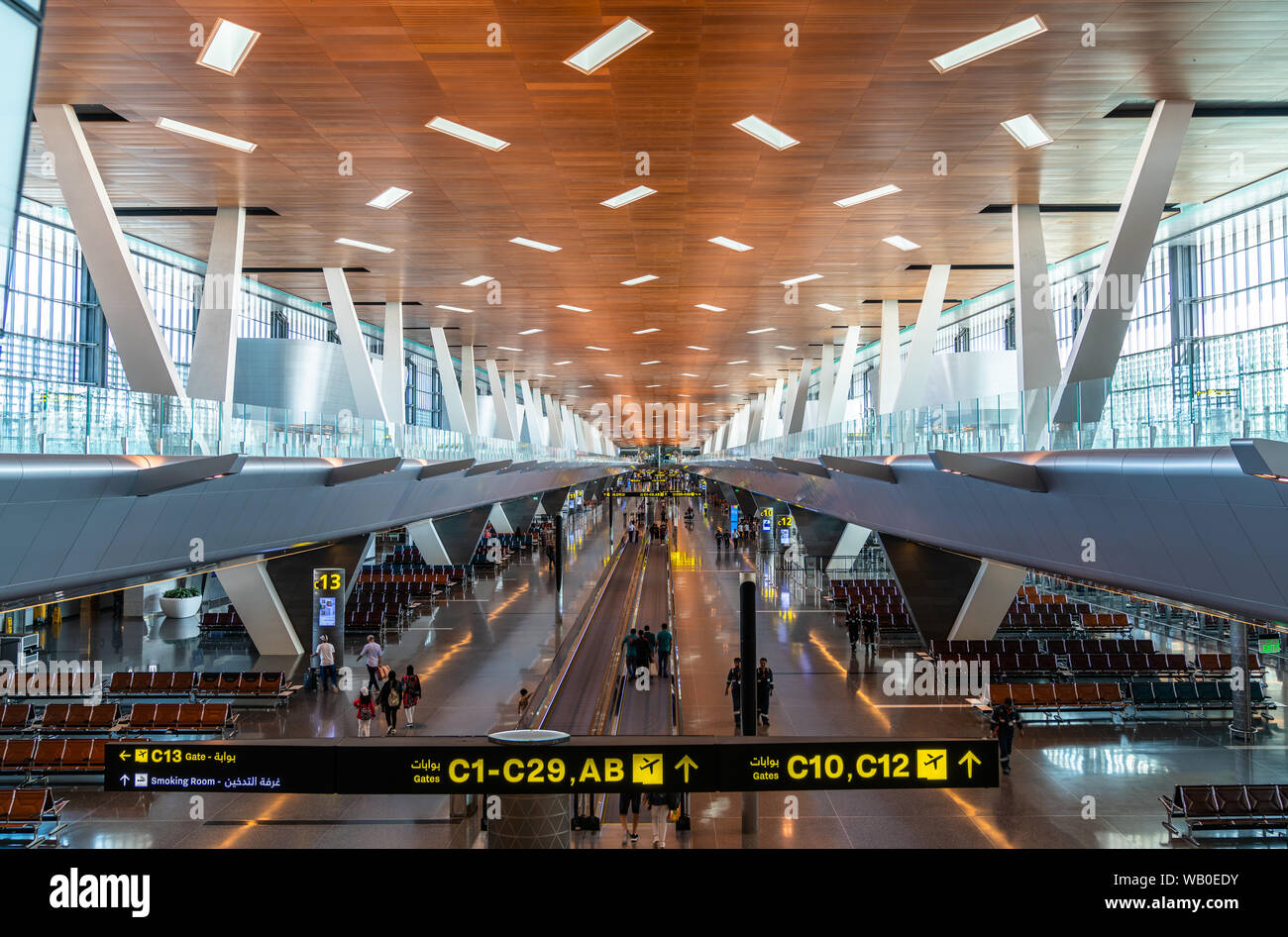 Innenraum der Hamad internationaler Flughafen in Doha, Katar Stockfoto