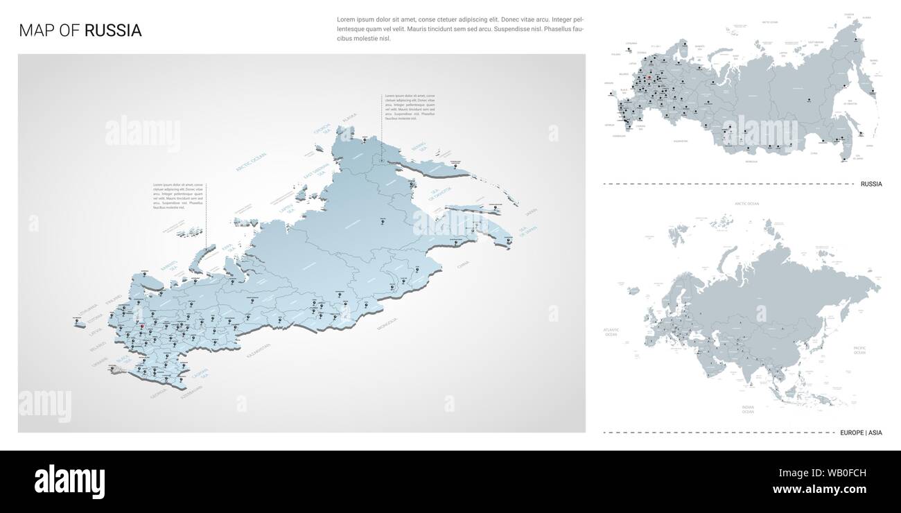 Vektor Einrichten Von Russland Land Isometrische 3d Karte Russland Karte Europa Asien Karte Mit Region Staat Namen Und Stadtenamen Stock Vektorgrafik Alamy