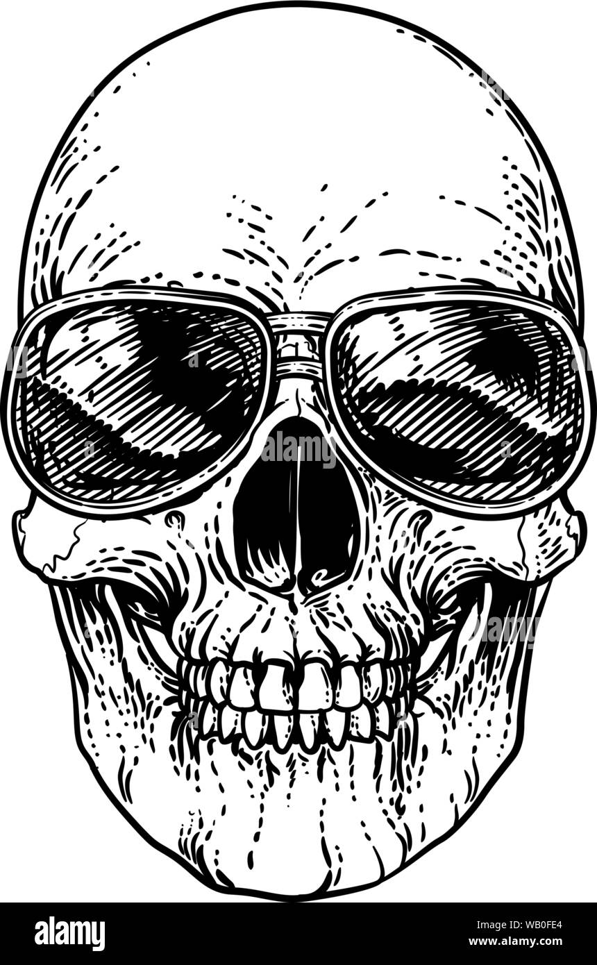 Skull coole Sonnenbrille Skelett in den Farben Stock Vektor