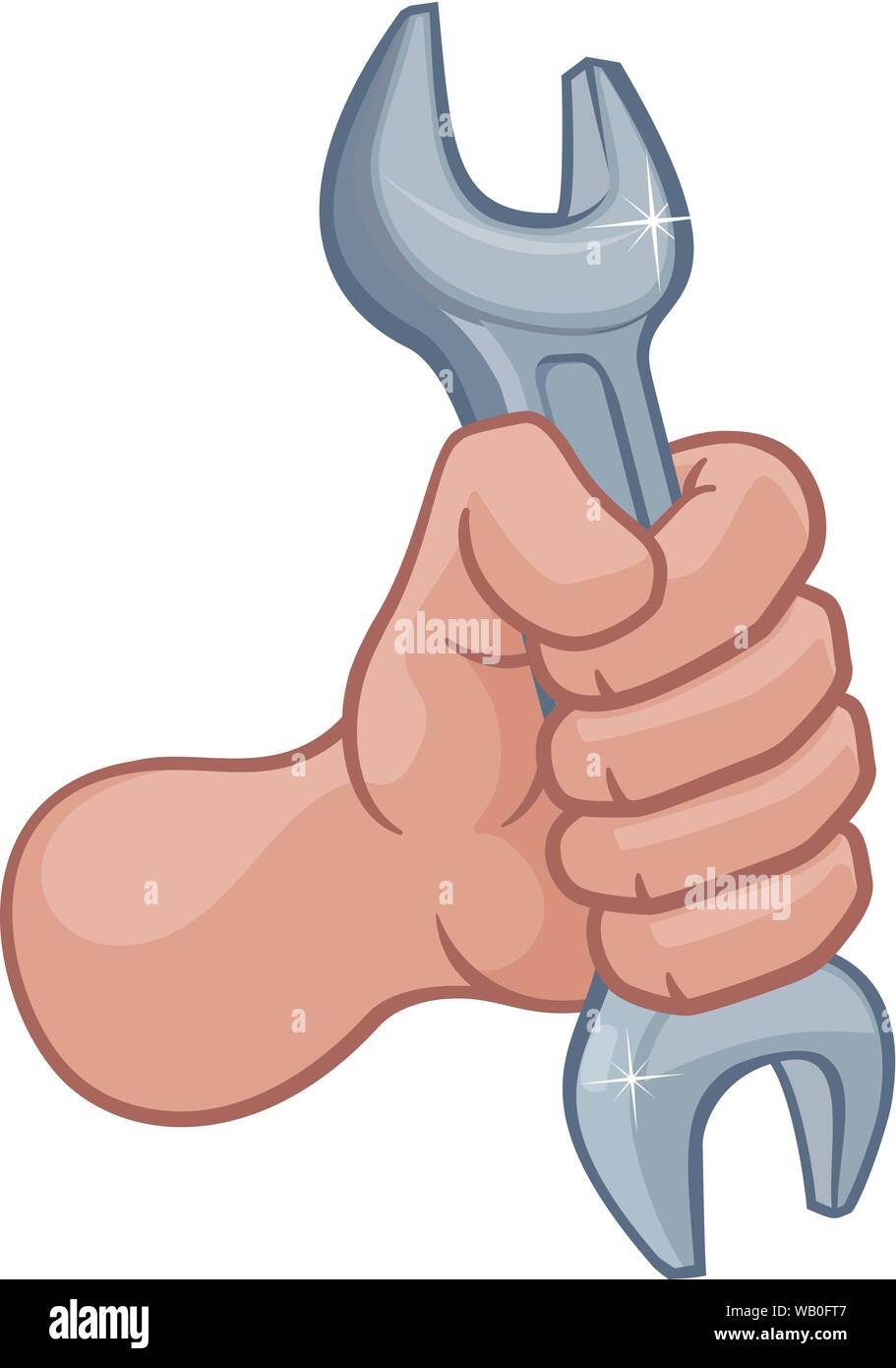 Klempner Mechaniker Hand Faust Holding Schraubenschlüssel Stock Vektor