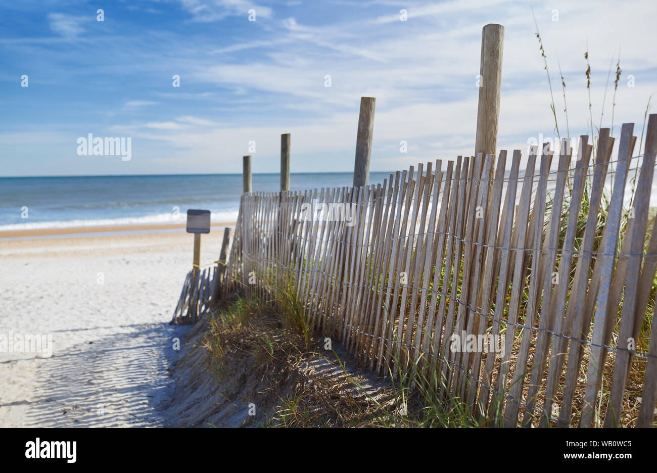 Dune Zaun am Strand Stockfoto