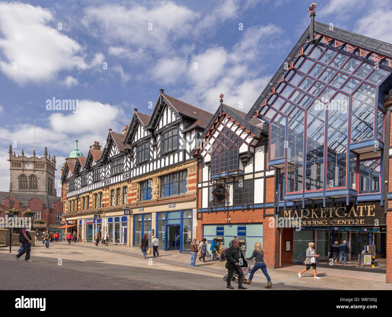 Marktplatz im Zentrum von Wigan. Stockfoto