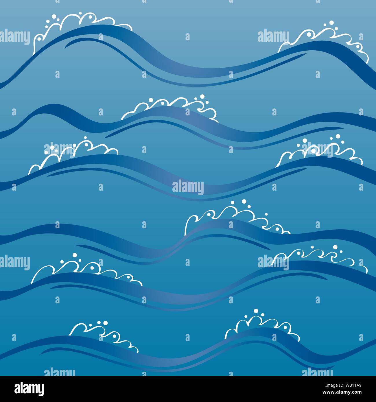 Bild mit dem Meer mit Wellen. Meer Hintergrund. Vector EPS 10. Stock Vektor