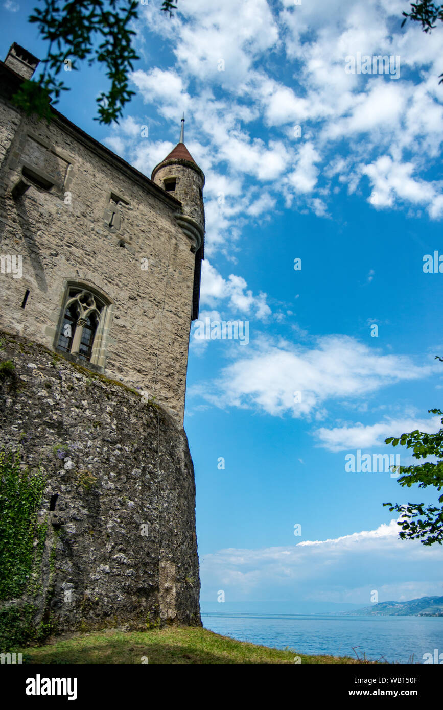 Chateau Chillon am Genfer See (Rückansicht) Stockfoto