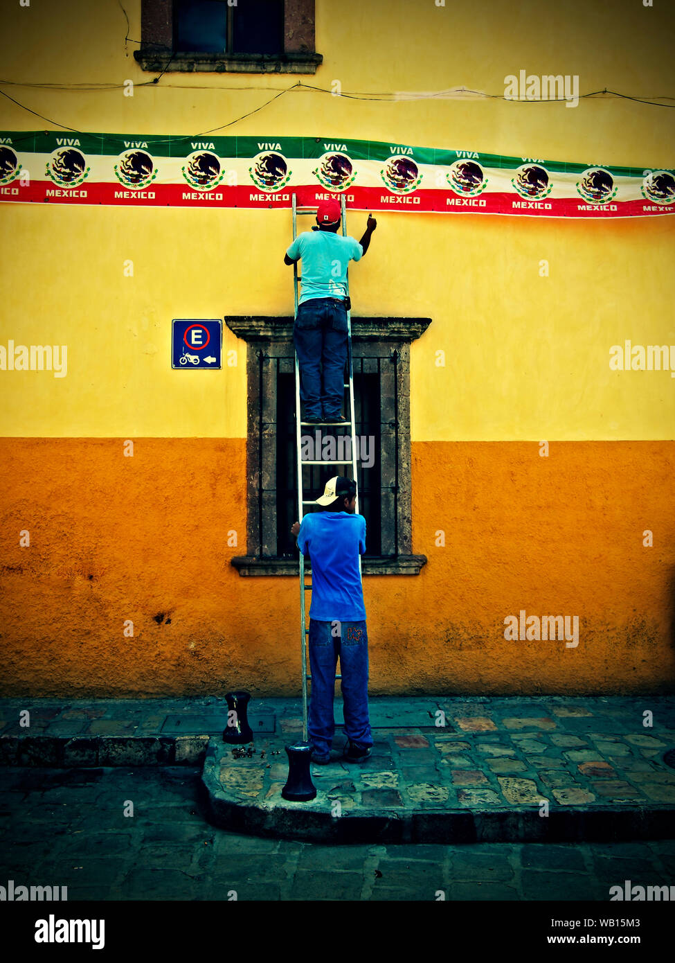 Haus und Geschäft Frontseiten, San Miguel de Allende, Mexiko Stockfoto