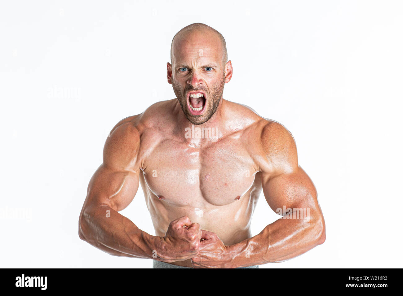 Brutal starke athletisch bodybuilding Männer posiert im Studio. Bodybuilding und gesund leben Konzept Stockfoto