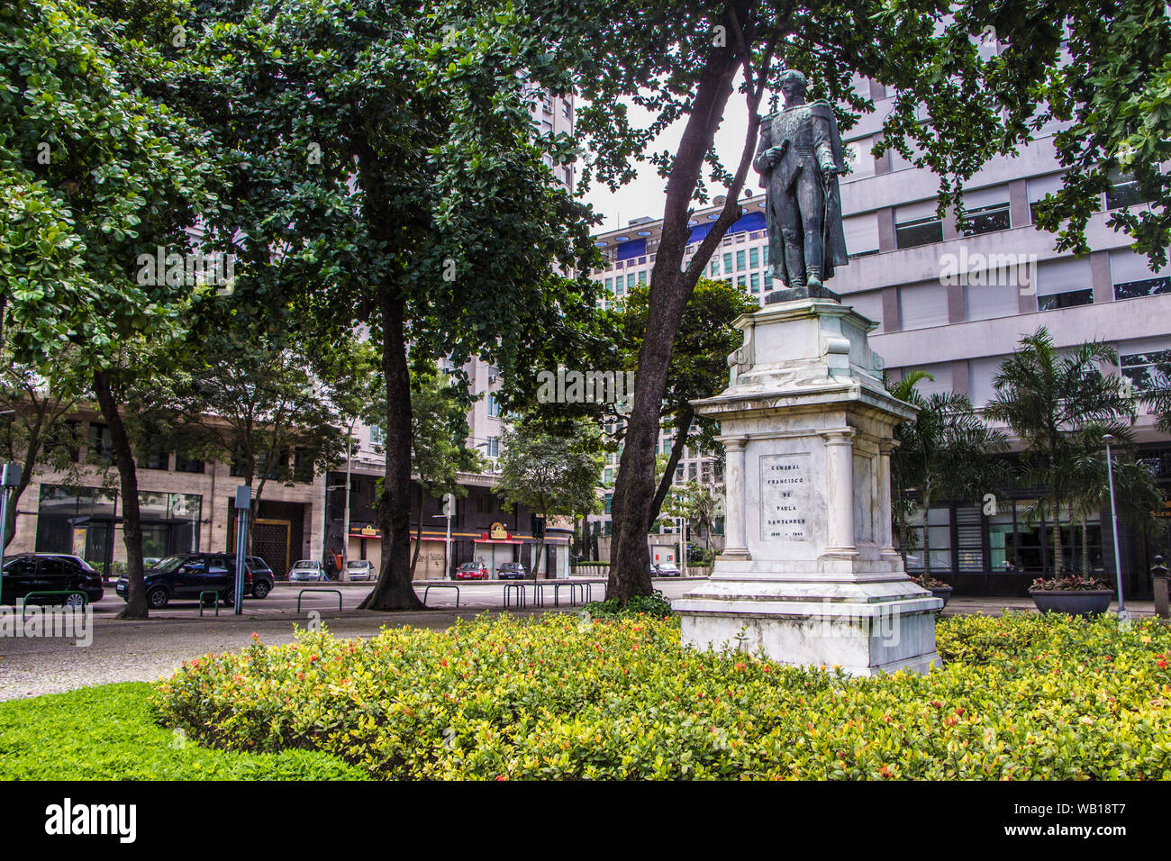 Statue von Francisco de Paula Santander, Rio de Janeiro, Brasilien Stockfoto