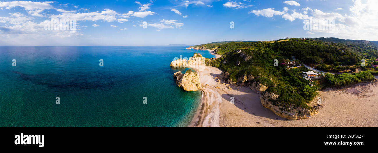 Griechenland, Pilion, Pagasäischen Golf, Sound von Trikeri, Pilion, Luftaufnahme von felsigen Küste, Strand Stockfoto
