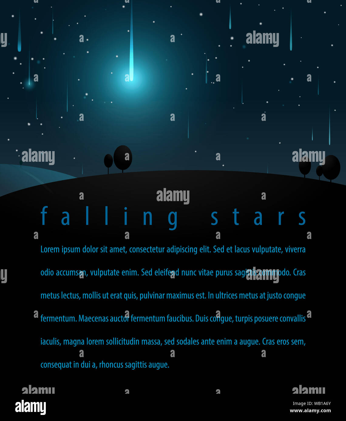 Sternschnuppen in der Nacht Sternenhimmel. Vector Illustration für Plakate, Flyer, print Webdesign Stockfoto