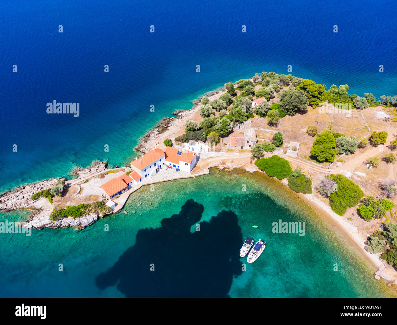Griechenland, Ägäis, Pagasäischen Golf, Halbinsel Pilion, Luftaufnahme von Tzasteni Stockfoto