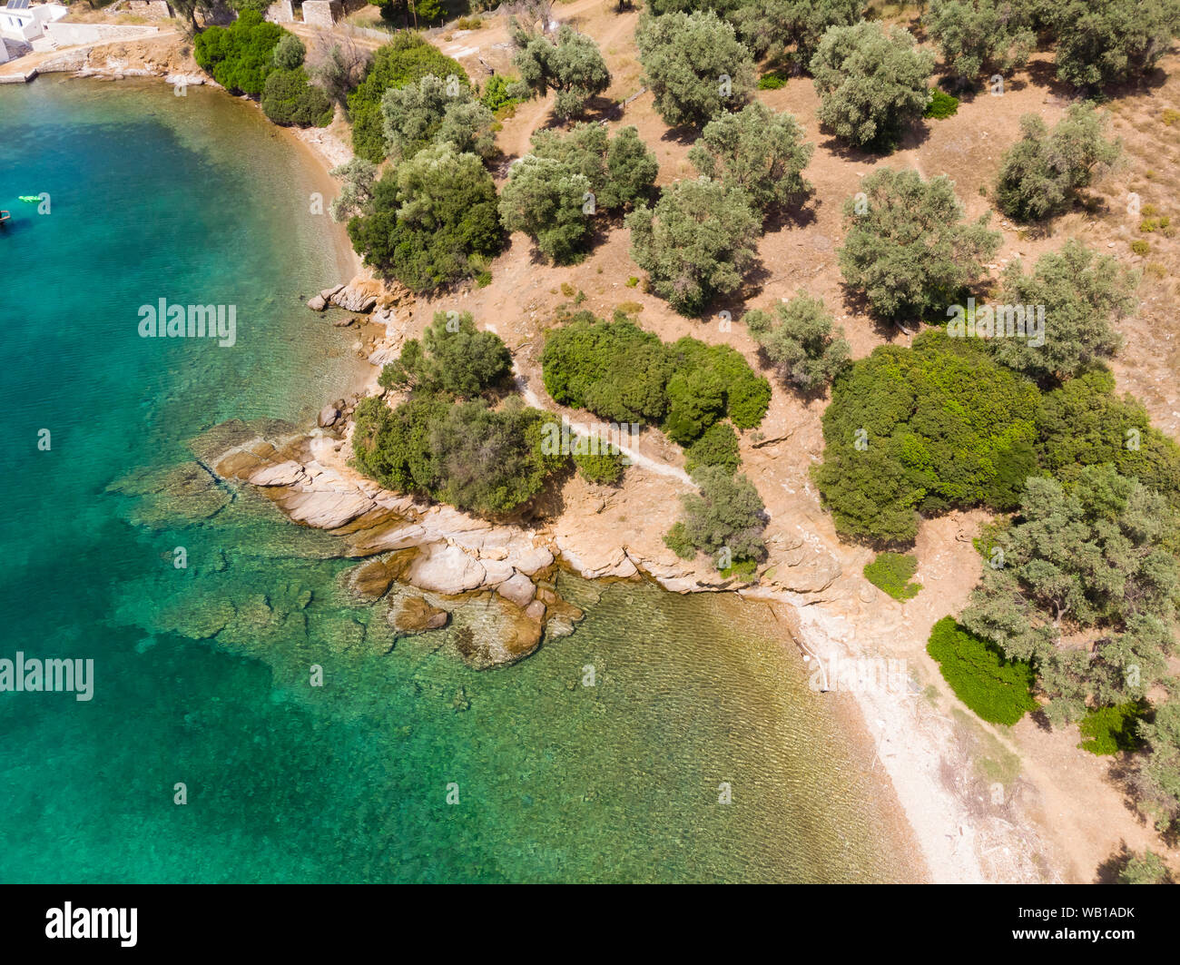 Griechenland, Ägäis, Pagasäischen Golf, Halbinsel Pilion, Luftaufnahme von Tzasteni Stockfoto