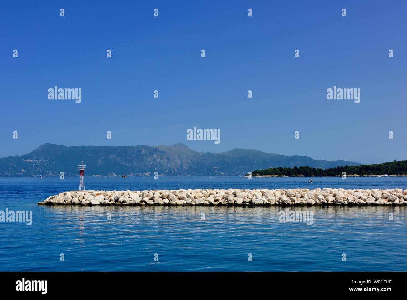 Steinerne Meer Barriere, den alten Hafen von Korfu, Korfu, Kerkira, Korfu, Griechenland Stockfoto