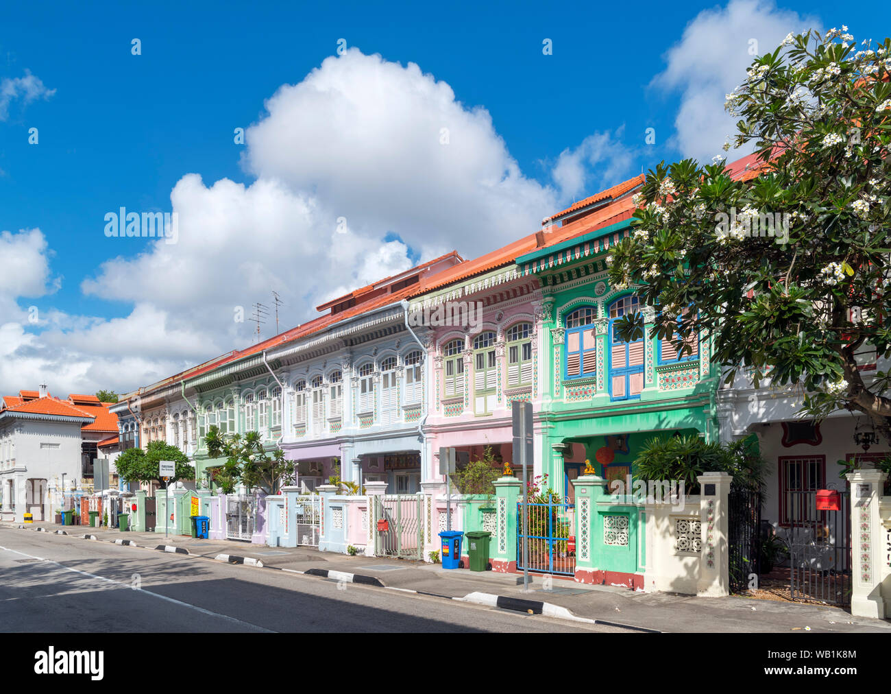 Singapur Katong. Alte Peranakan Erbe Häuser auf Koon Seng Rd, Katong, Singapur Stockfoto