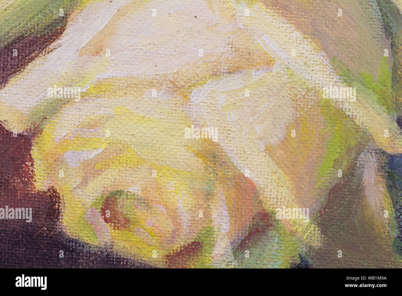 Rose Malerei - abstrakte Ölgemälde, das schöne frische gelbe Rose auf Leinwand. Moderne Impressionismus, moderne Stockfoto