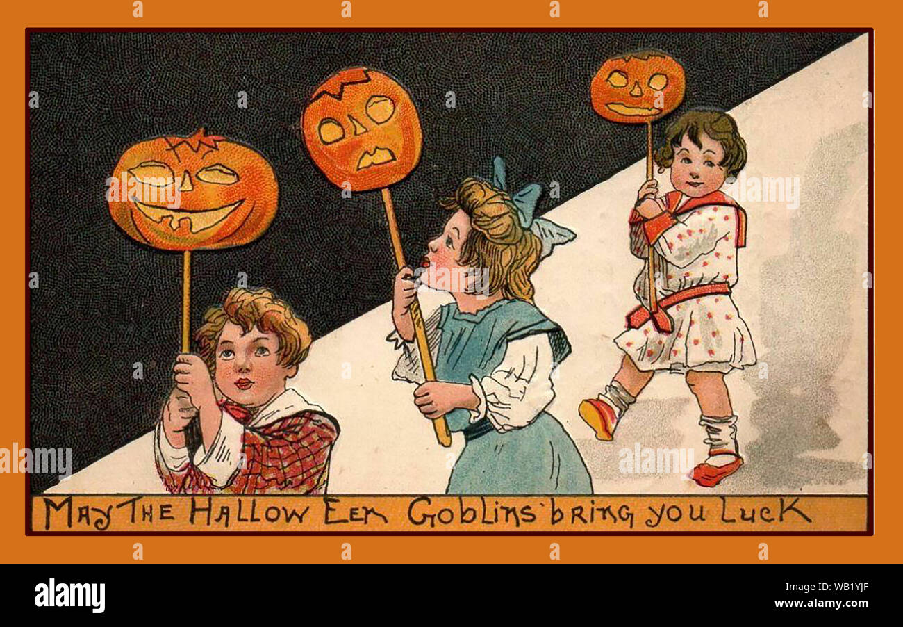 Vintage Postcard - Halloween Cartoon -31. Oktober Stockfoto