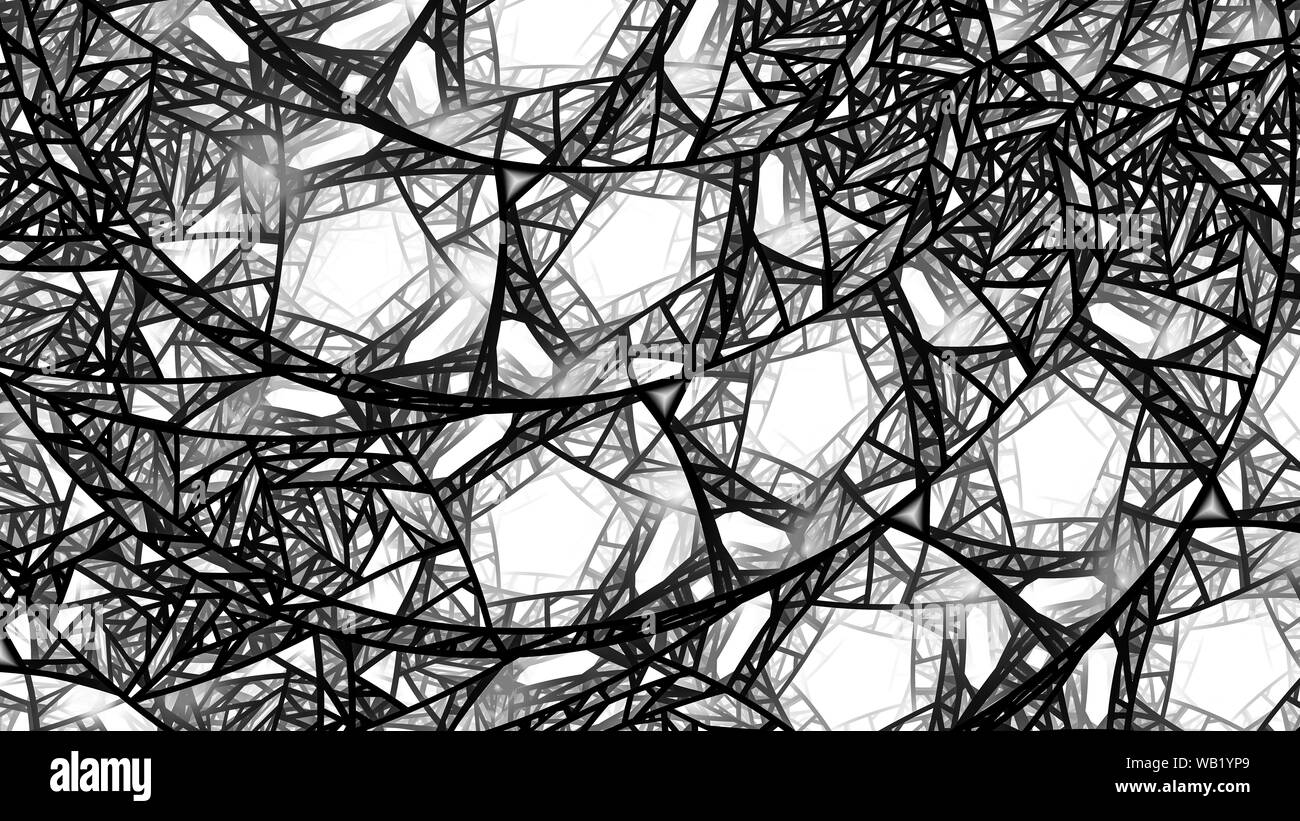 Farbenfroh leuchtenden Buntglasfenster, computer-generierte Zusammenfassung Hintergrund, Pentagon Muster, 8k, 3D-Rendering Stockfoto