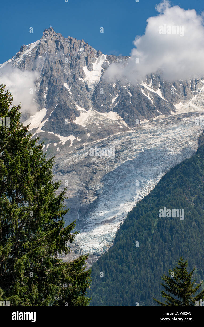 Ansicht des Bossons Gletscher vom Parc de Merlet Stockfoto
