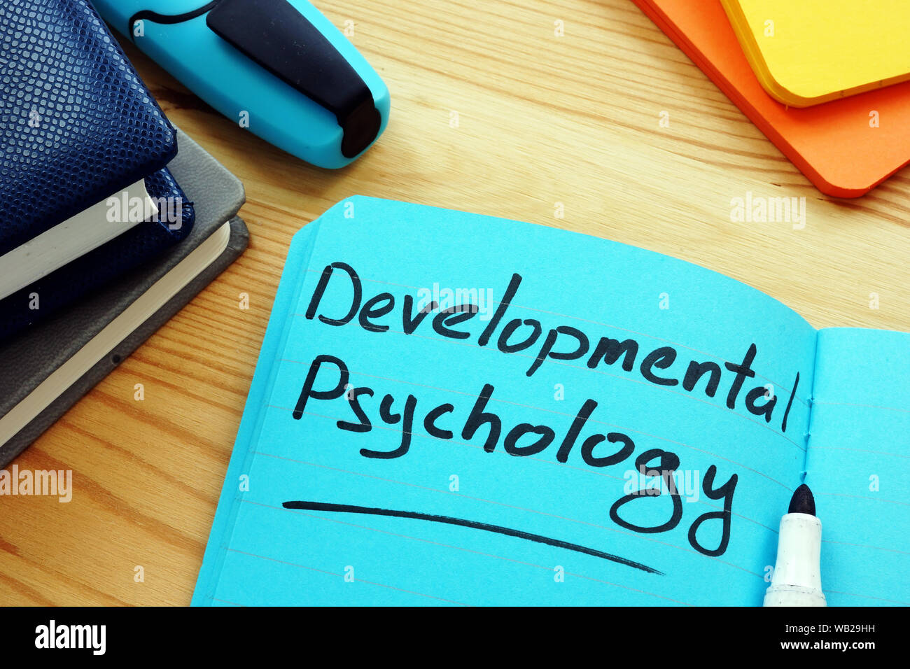 Entwicklungspsychologie Zeichen auf der blauen Seite. Stockfoto