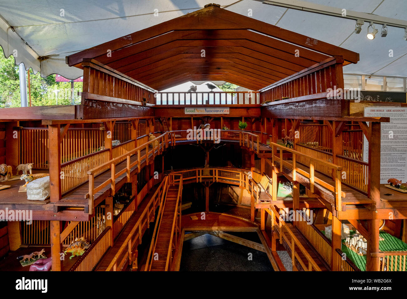 Replik, die Arche Noah, 1/10 scale, PNE Ausstellung, Vancouver, British Columbia, Kanada Stockfoto