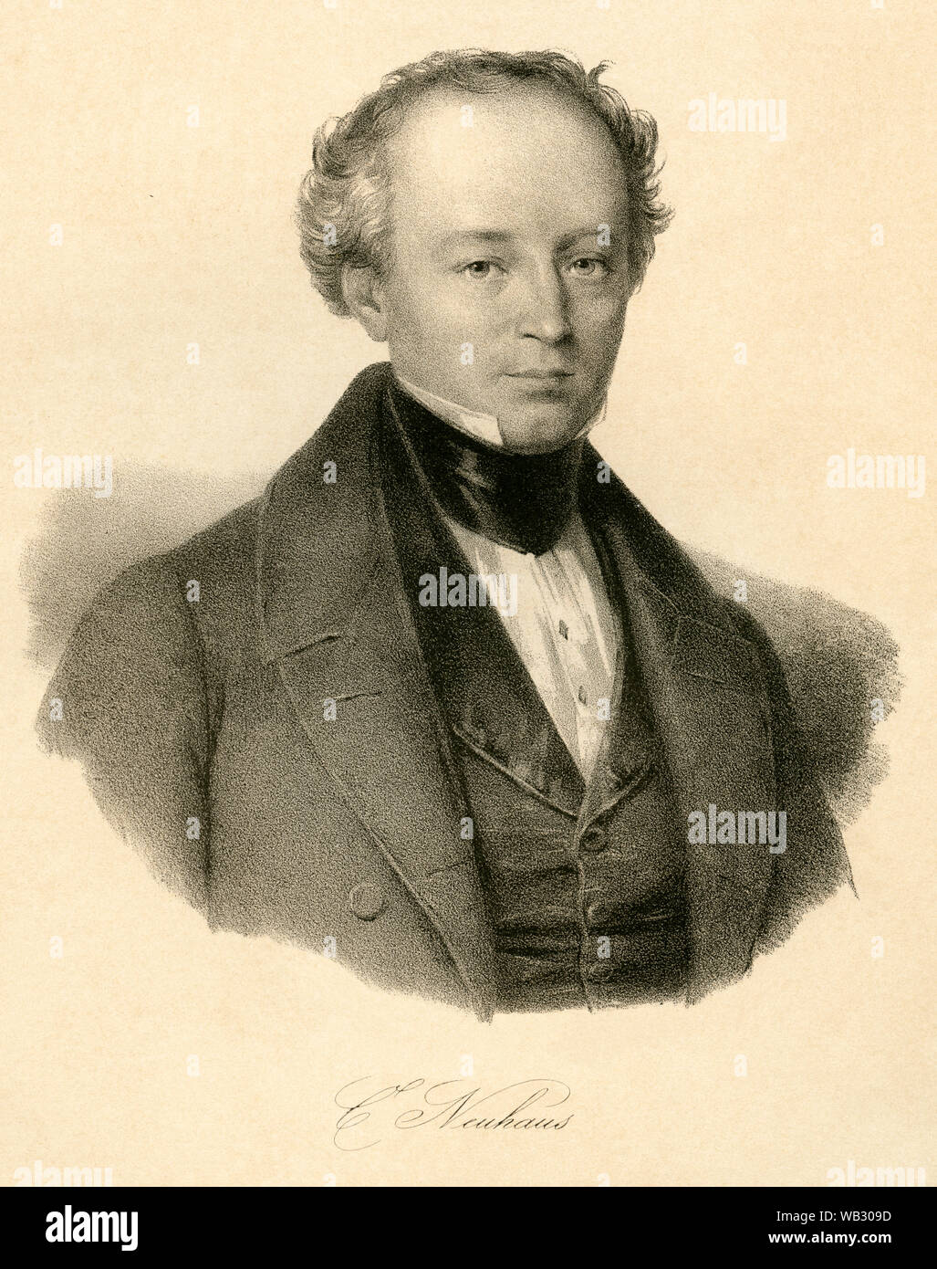 Europa, Schweiz, Bern, Biel, Johann Karl Friedrich Neuhaus, schweizer Politiker, Stahlstich, wahrscheinlich aus den 1850er Jahren, Germany nicht zu ermitteln. / Europa, Schweiz, Bern, Biel, Johann Karl Friedrich Neuhaus, Schweizer Politiker, Stahlstich, wahrscheinlich um 1850Th? , Künstler unbekannt. Stockfoto