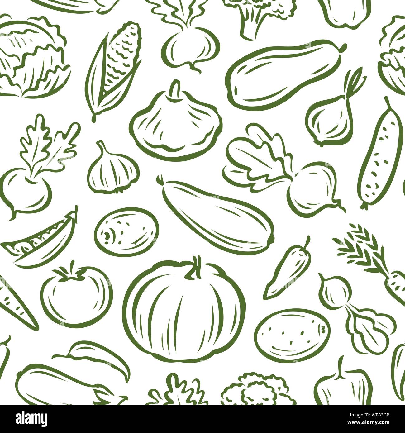 Gemüse nahtlose Hintergrund, Muster. Landwirtschaft, natürliche Lebensmittel, Landwirtschaft Vektor Stock Vektor