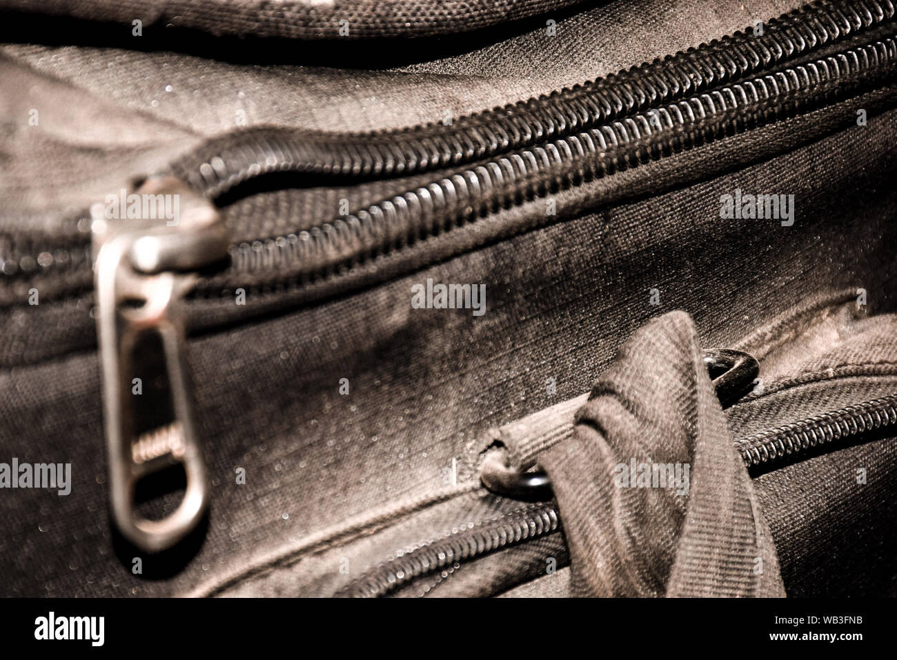 Alte Tasche mit Reißverschluss Stockfoto