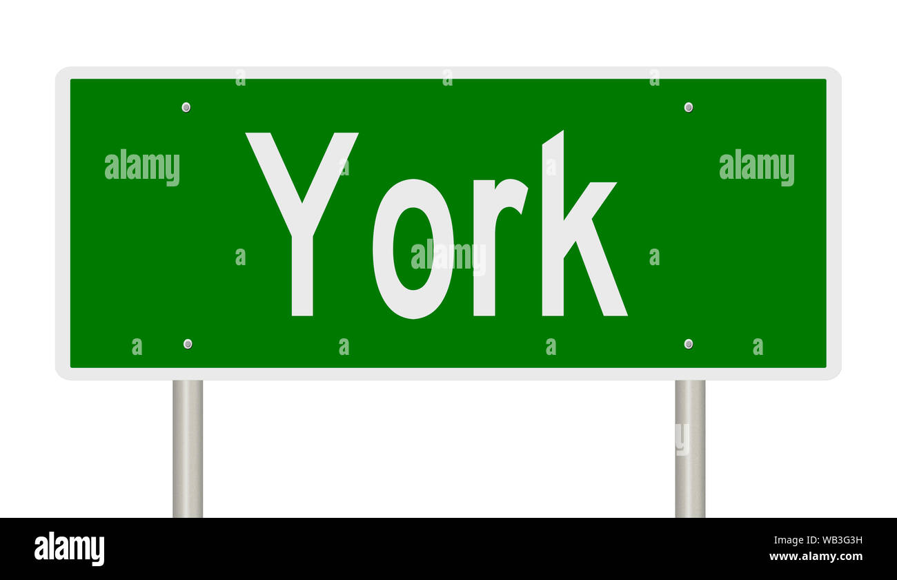 Rendering von einem grünen Hinweisschild für York Pennsylvania Stockfoto