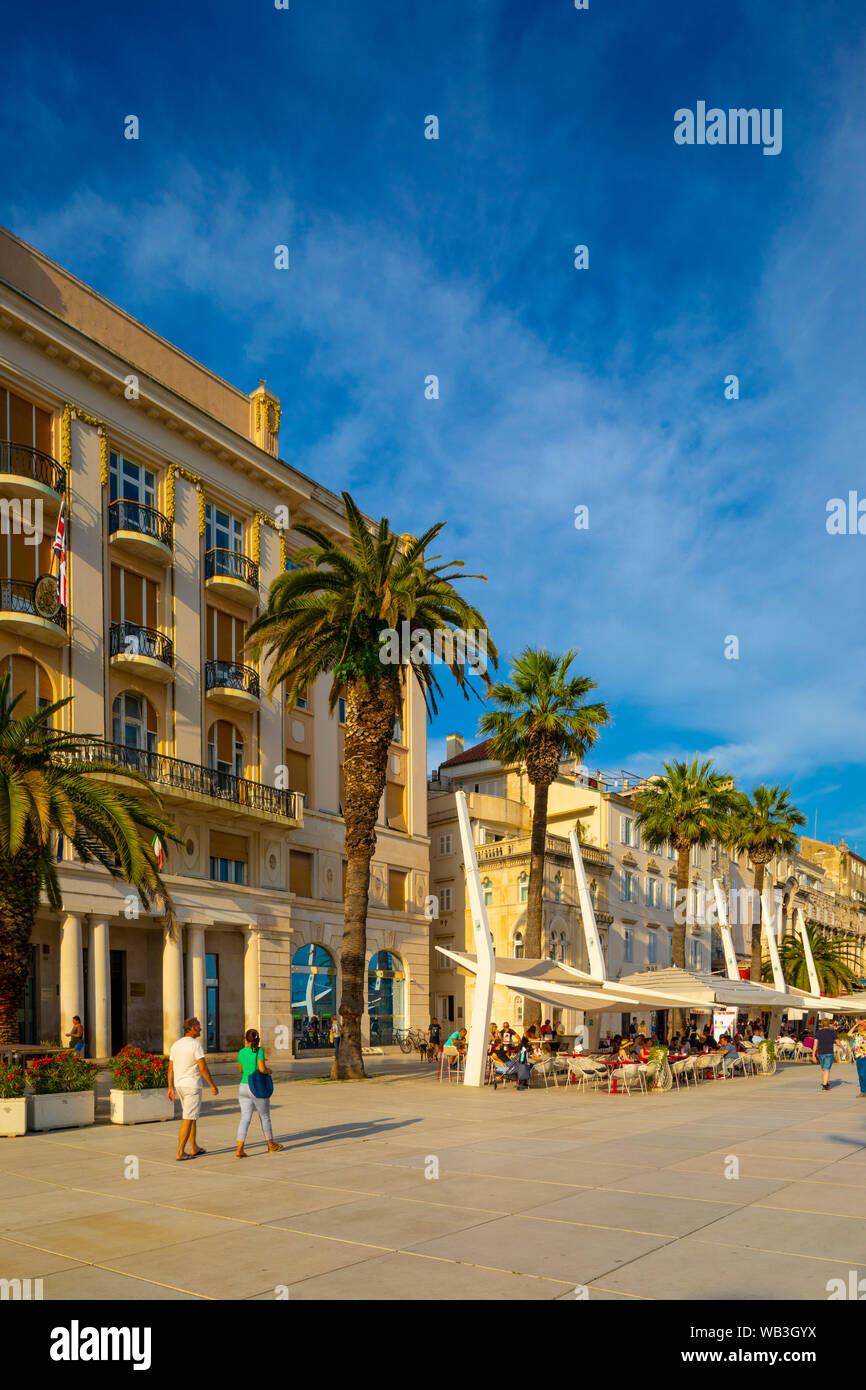 Promenade Riva, Split, Kroatien, Europa Stockfoto