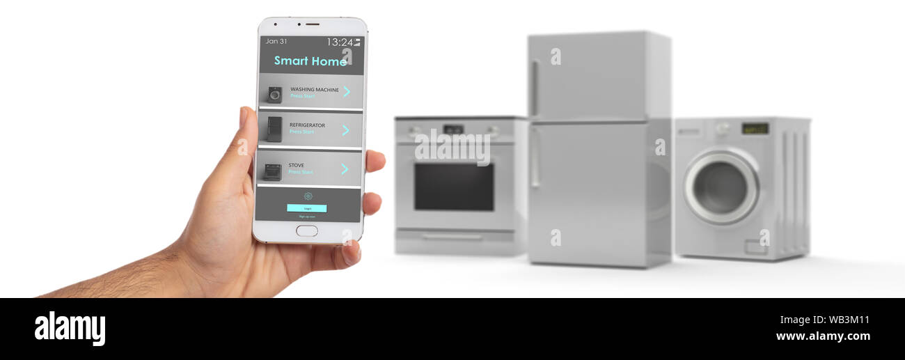 Smart Home App Fernbedienung Haushaltsgerate Und Handy Vor