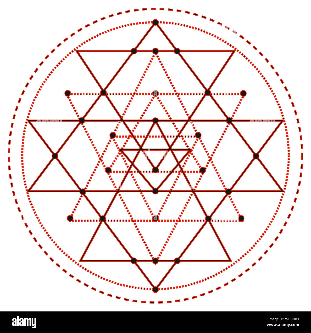 Sri Yantra, Shri Yantra, Lakshmi Chart, Vedische Symbol, Meditation heiliges Zeichen Stockfoto