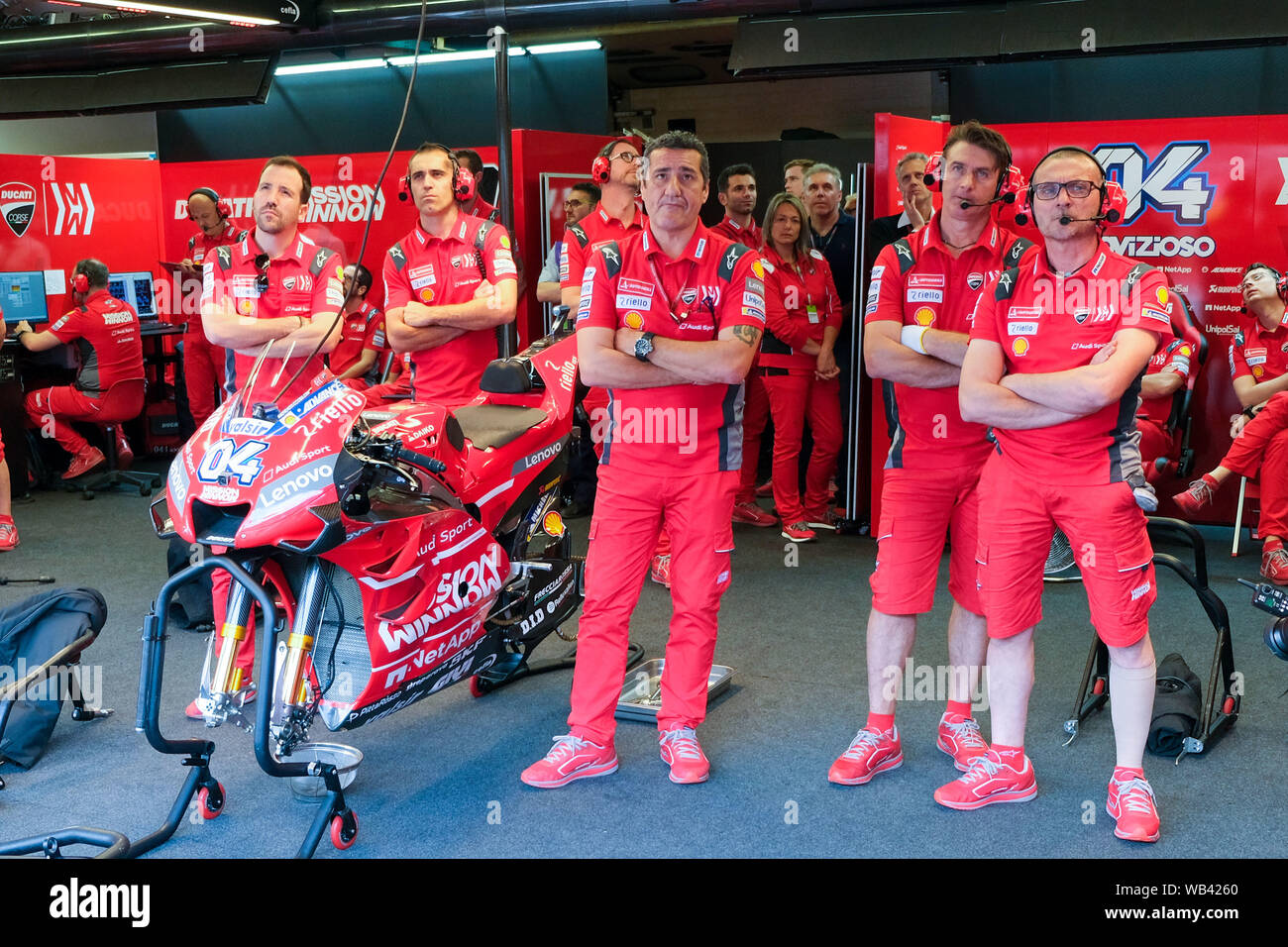 TEAM MISSION WORFELN DUCATI AI-BOX BEI LE RP2 beim Grand Prix von Italien 2019 - Mugello - Box, Mugello, Italien, 31. Mai 2019, Motoren MotoGP Stockfoto