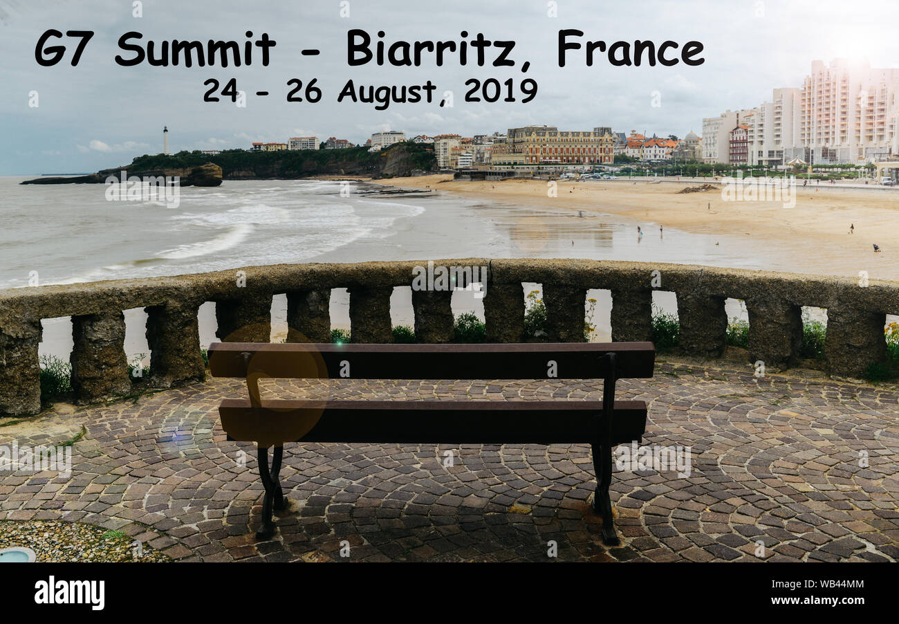 Biarritz, Baskenland, Frankreich ist Gastgeber der G7-Gipfel zwischen dem 24. und 26. August 2019. Stockfoto