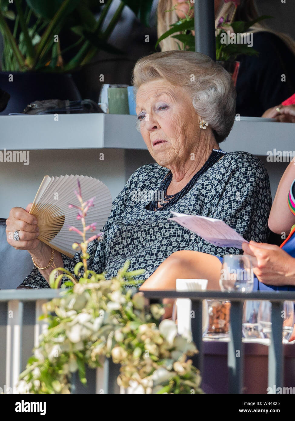 Rotterdam, Niederlande. 24 Aug, 2019. Europäische Meisterschaft, Pferdesport, Dressur, Grand Prix Freestyle (freestyle): Die niederländische Prinzessin Beatrix folgt der Wettbewerb. Credit: Rolf Vennenbernd/dpa/Alamy leben Nachrichten Stockfoto