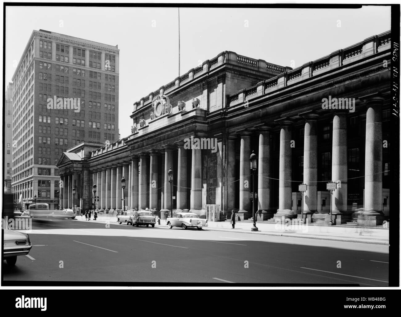 Pennsylvania Station (New York City), Osten (7th Avenue) Fassade. Stockfoto