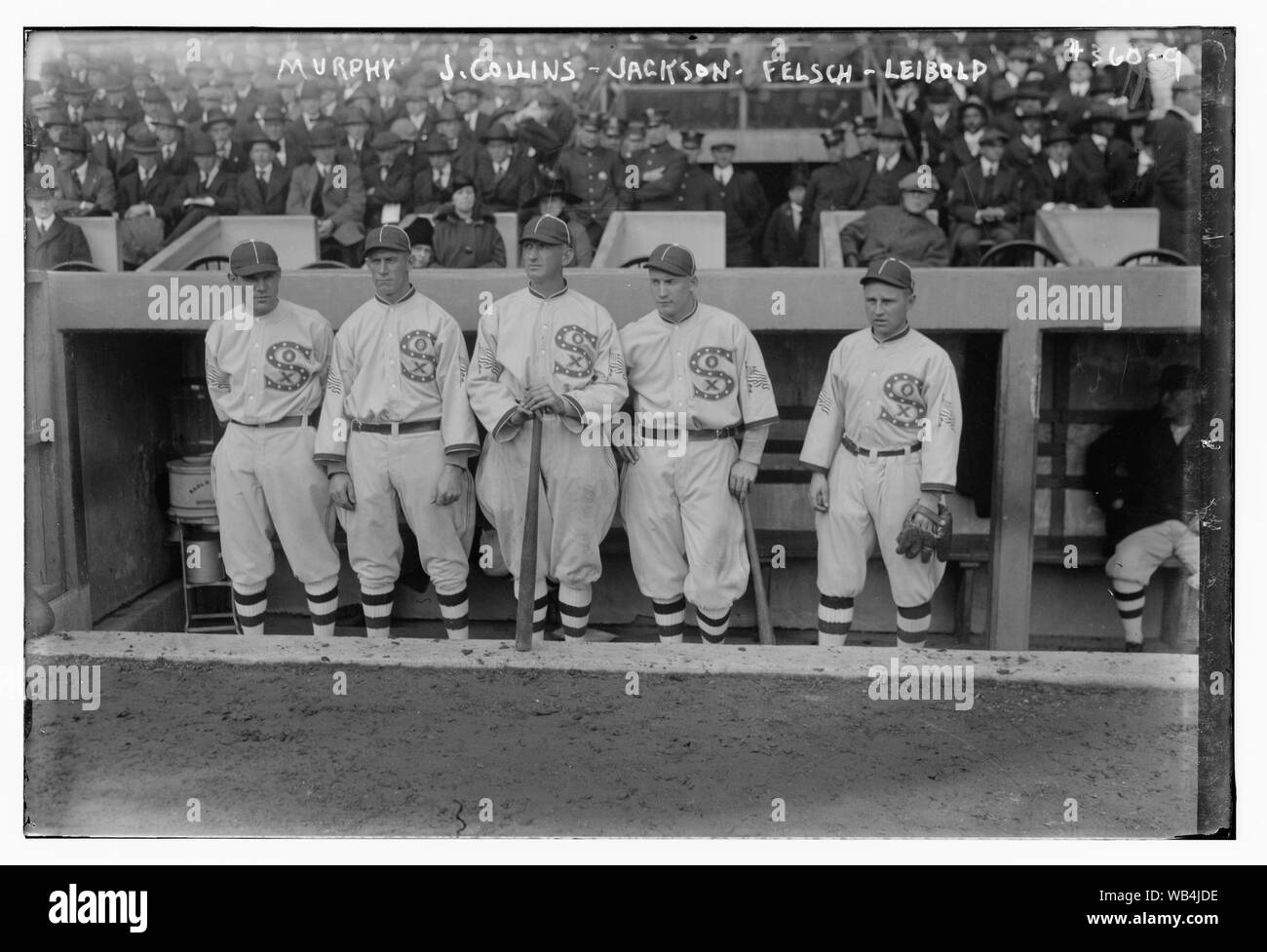 Eddie Murphy, John shano Collins, Joe Jackson, glücklich Felsch, und Nemo Leibold, Chicago AL bei 1917 World Series (Baseball) Abstract / Medium: 1 Negativ: Glas; 5 x 7 in. oder kleiner. Stockfoto