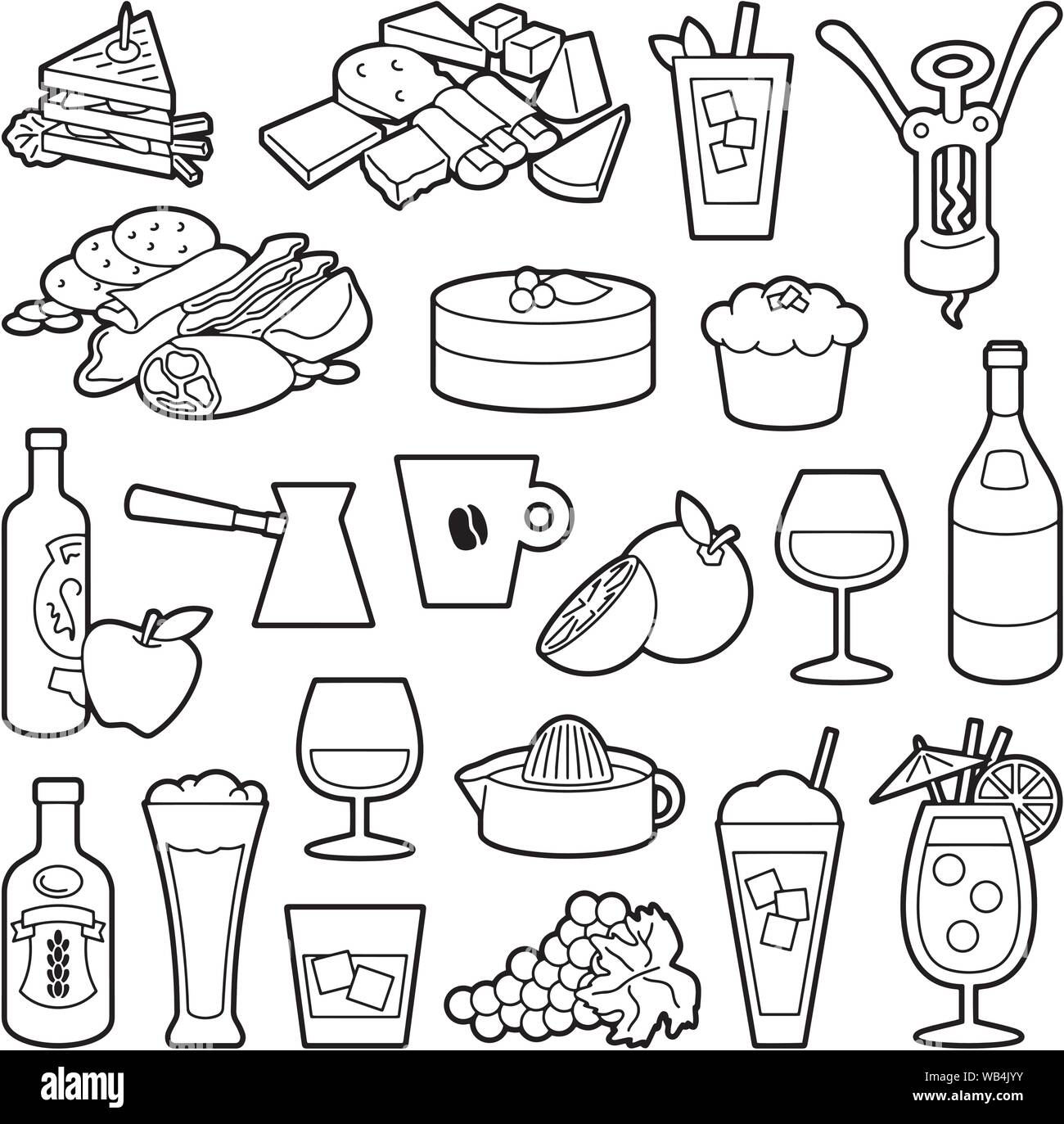 Satz von Bistro und Restaurant Menü-Symbole. Stock Vektor