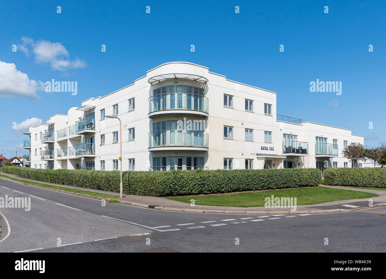 Heritage Place, Luxus Apartments in Broadmark Lane und Seafield Road, Rustington, West Sussex, England, UK. Stockfoto