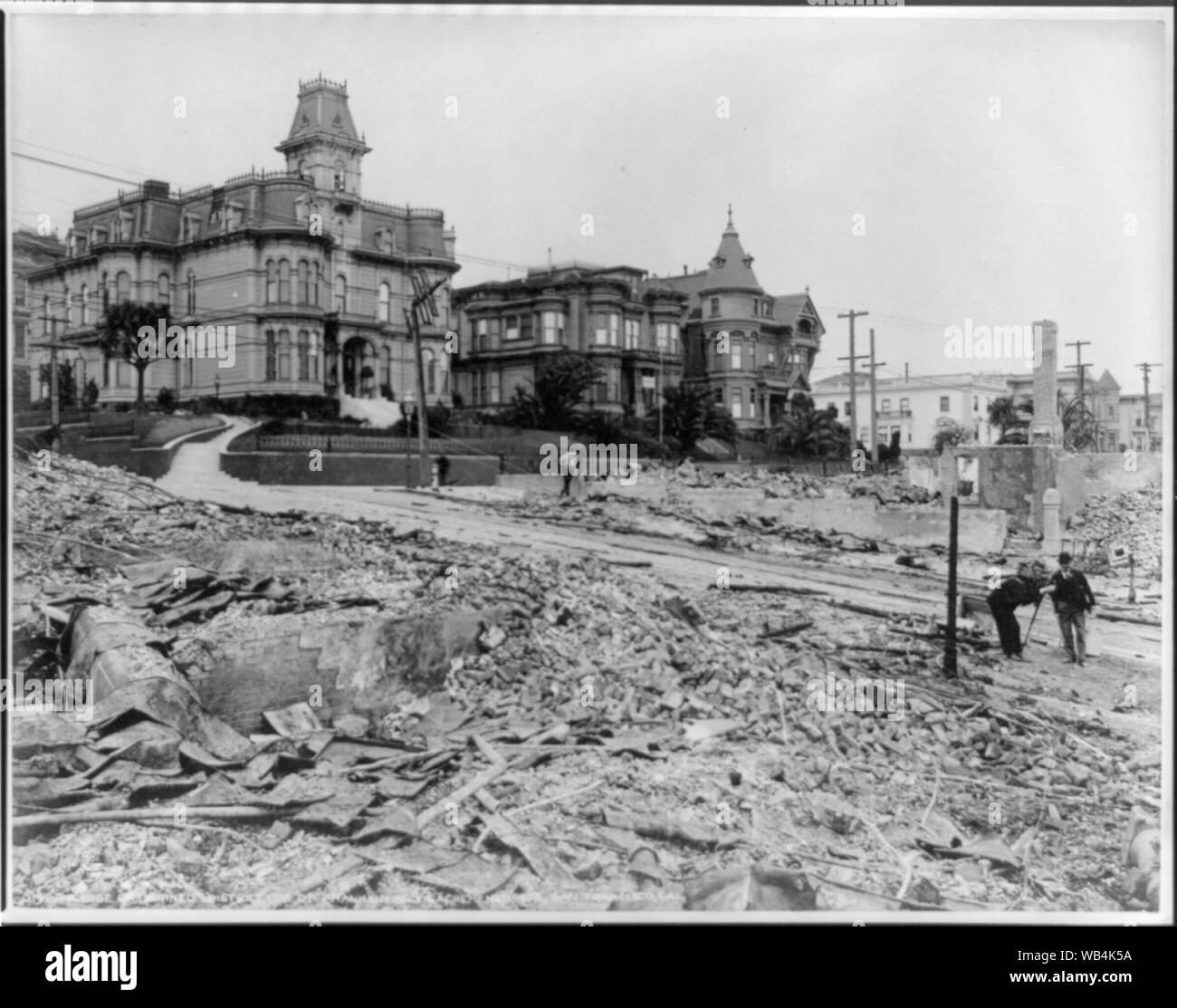 Flanke von verbrannten Bezirk, Ecke von Franklin und Sacramento Straßen, San Francisco, Calif. Abstract / Medium: 1 Fotoabzug. Stockfoto