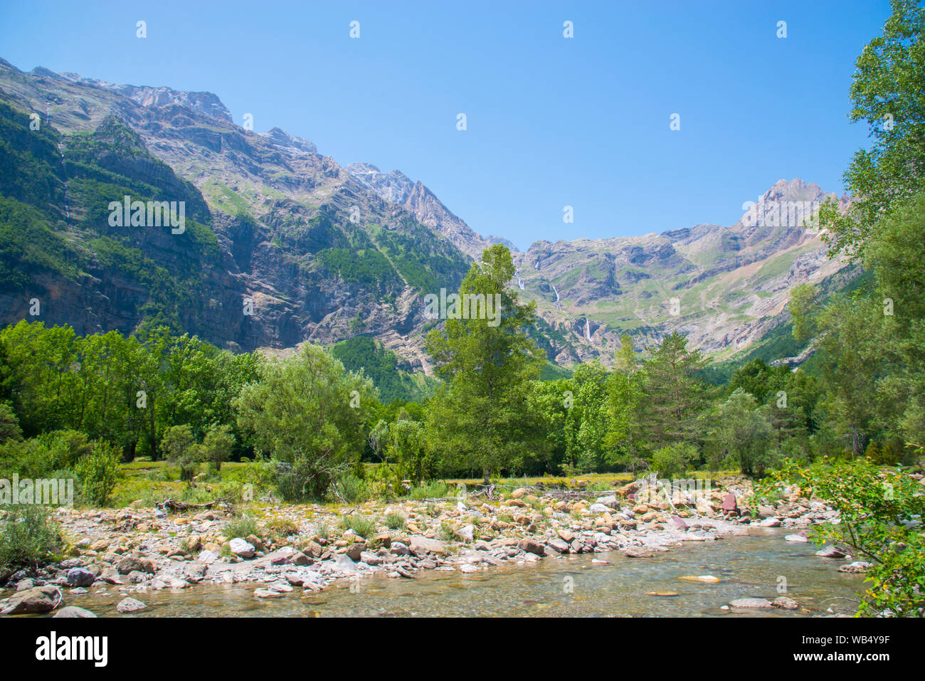 Río Cinca. Pineta Tal, Ordesa y Monte Perdido Nationalpark, Provinz Huesca, Aragón, Spanien. Stockfoto