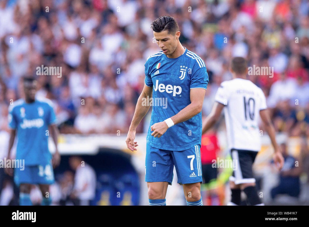 Parma, Italien. 24 Aug, 2019. Cristiano Ronaldo von Juventus Turin in der Serie A Match zwischen Parma Calcio 1913 und Juventus Turin, Stadio Ennio Tardini, Parma, Italien am 24. August 2019. Foto von Giuseppe Maffia. Nur die redaktionelle Nutzung, eine Lizenz für die gewerbliche Nutzung erforderlich. Keine Verwendung in Wetten, Spiele oder einer einzelnen Verein/Liga/player Publikationen. Credit: UK Sport Pics Ltd/Alamy leben Nachrichten Stockfoto