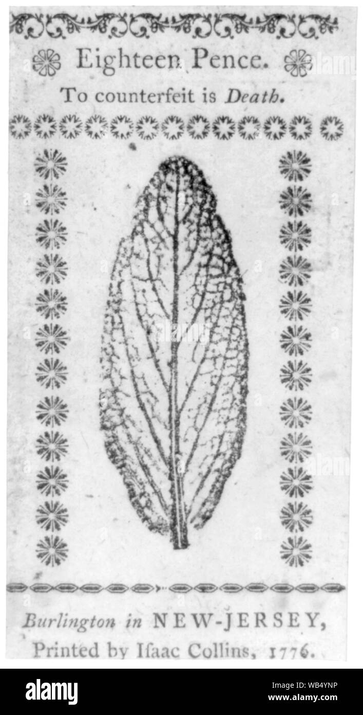 18 Pence. Zu fälschen ist Tod Abstrakt/Medium drucken: 1: Holzschnitt. Stockfoto