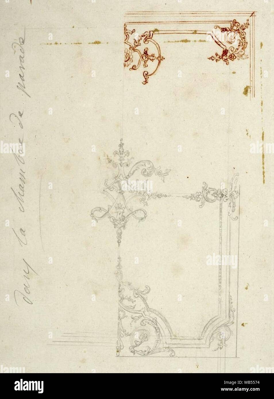 Détail de la Boiserie de la Chambre de Parade de Monseigneur au Château-Neuf de Meudon 1708. Stockfoto