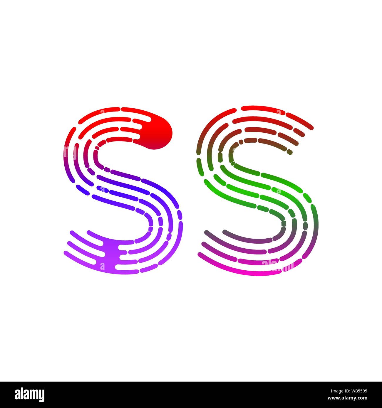 S Schreiben Logo Icon mit bunten isoliert auf weißem Hintergrund, Kunst Bürste Schriftzug Design Template Stock Vektor