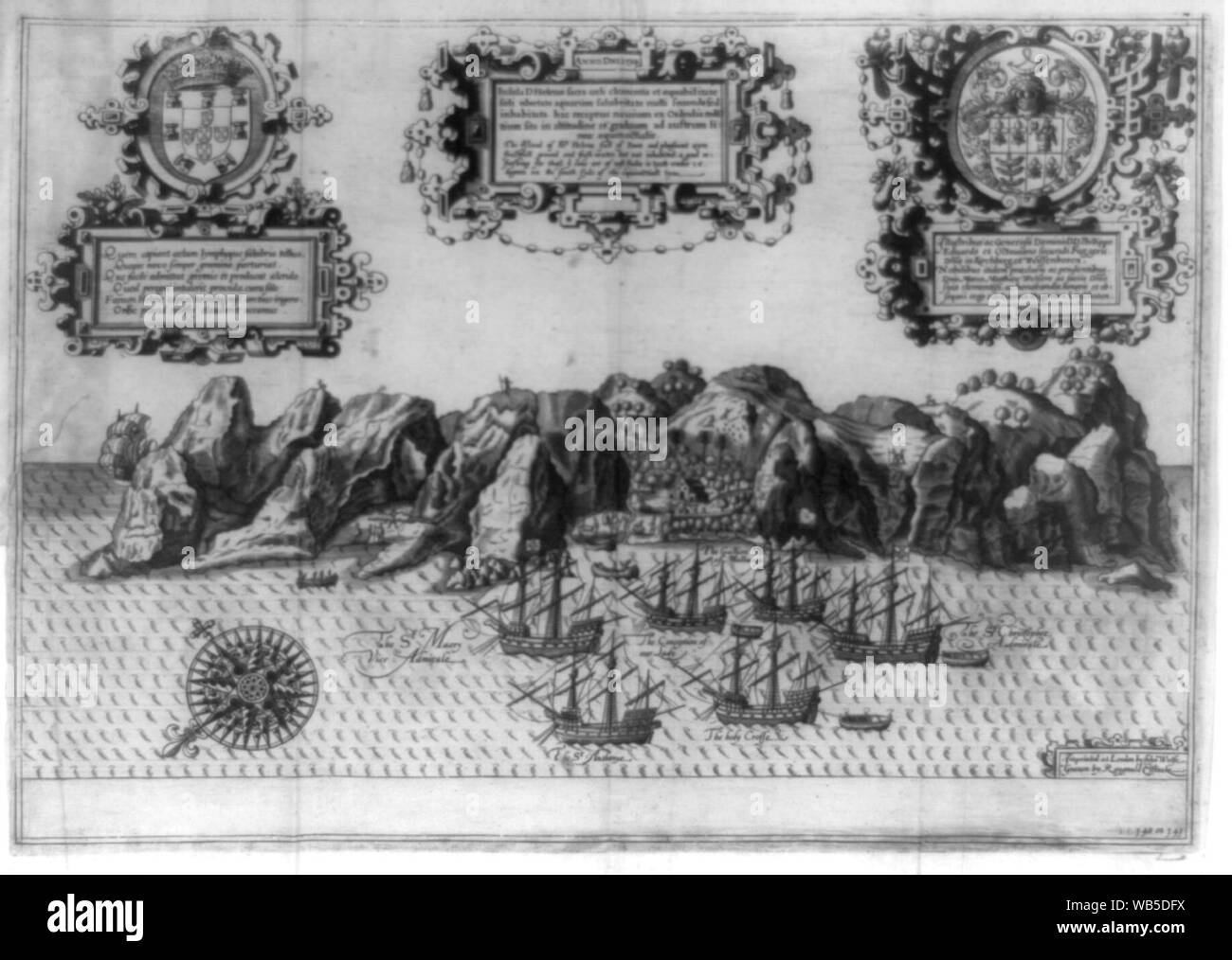 Niederländische Schiffe im Hafen von Helena Insel in der Arktis während Willem Barents "Reise der Erforschung verankert in 159 - Stockfoto