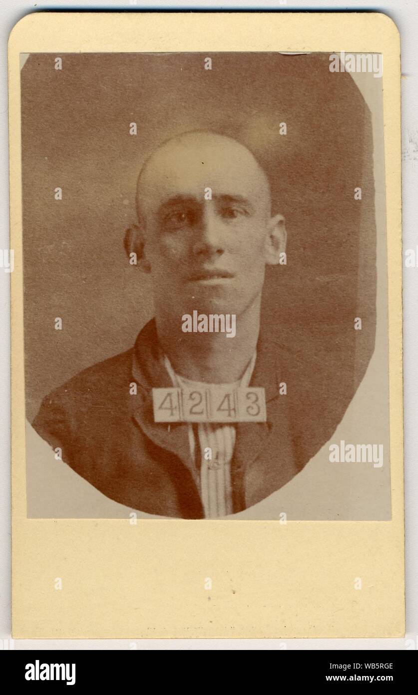 E.Frank Wright, mug Shot mit Nr. 4243 auf der Brust Stockfoto