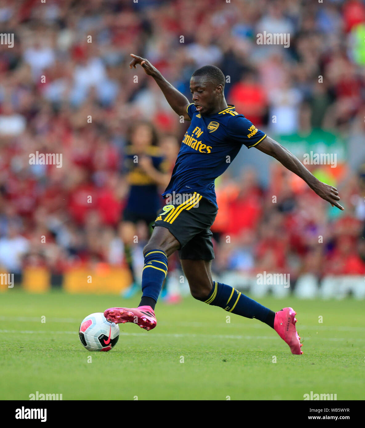 23. August 2019, Liverpool, Liverpool, England; Premier League Fußball, Liverpool gegen Arsenal; Nicolas Pepe (19) von Arsenal Credit: Conor Molloy/News Bilder Premier League/EFL Fußball Bilder unterliegen DataCo Lizenz Stockfoto